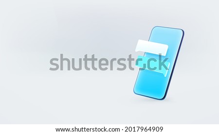 Smartphone with speach bubbles on white background. Banner with copy space ready for a text