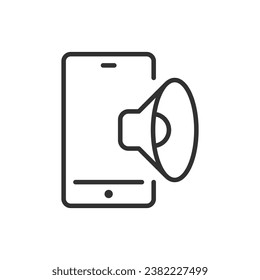 Altavoz Smartphone, icono lineal. Sonido. Línea con trazo editable