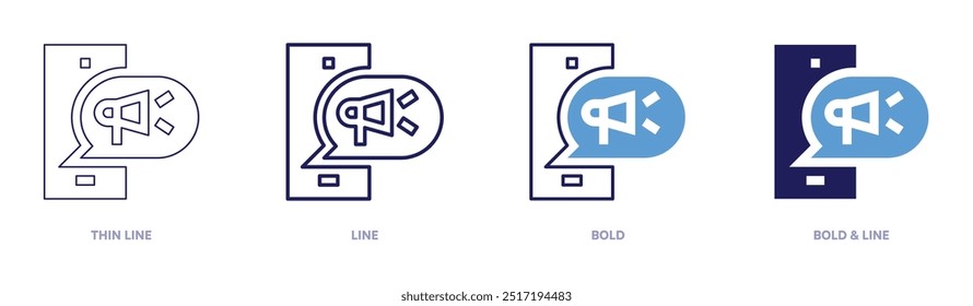 Smartphone speakers icon in 4 different styles. Thin Line, Line, Bold, and Bold Line. Duotone style. Editable stroke.