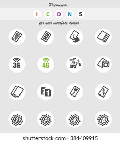Smartphone specifications and functions vector icons for web sites and user interface