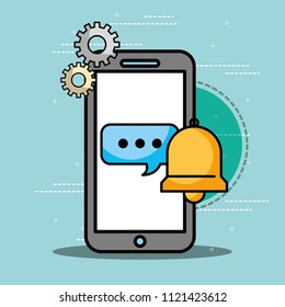 smartphone speech bubble bell customer service