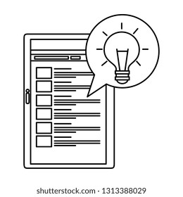 smartphone with speech bubble and bulb