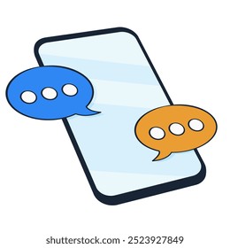 Smartphone with speech bubble. Chatting on mobile phone. Message notification