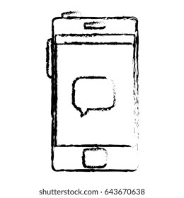 smartphone with speech bubble device isolated icon