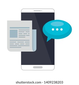 smartphone with speech bubble and document