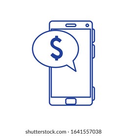 smartphone and speech bubble with dollar symbol vector illustration design