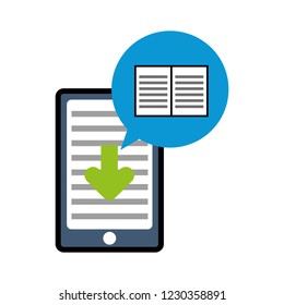 smartphone with speech bubble and ebook