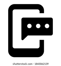 Smartphone con burbuja de voz, estilo relleno icono de mensaje móvil