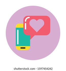 smartphone with speech bubble and heart vector illustration design
