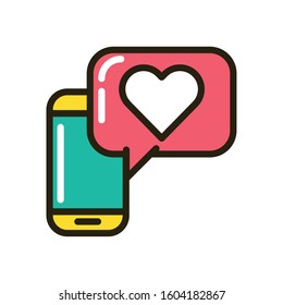 smartphone with speech bubble and heart vector illustration design