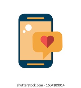 smartphone with speech bubble and heart vector illustration design