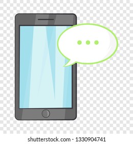 Smartphone with speech bubble icon in cartoon style on a background for any web design 