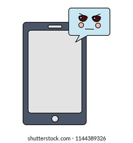 smartphone and speech bubble kawaii face