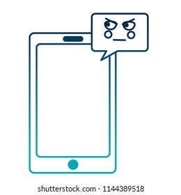 smartphone and speech bubble kawaii face