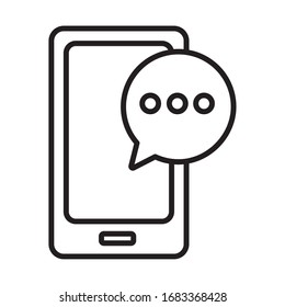 smartphone con diseño de ilustración vectorial de estilo de línea de burbuja de voz