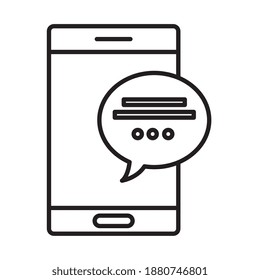 smartphone con diseño de ilustración vectorial de estilo de línea de burbuja de voz