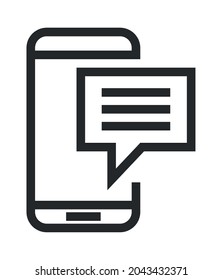 smartphone con estilo de línea de burbuja de voz