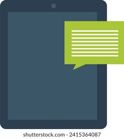 Smartphone with speech bubble on screen. Vector illustration in flat style