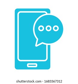 smartphone with speech bubble silhouette style icon vector illustration design