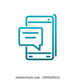 smartphone speech bubble sms message communications vector illustration gradient line