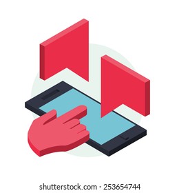 smartphone with speech bubbles hovering, vector illustration eps 10