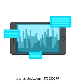 Smartphone with speech bubbles icon. Cartoon illustration of smartphone with speech bubbles vector icon for web