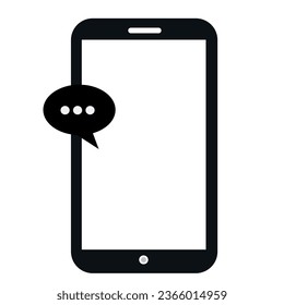Smartphone mit Sprechblasen Symbol. Konzeption der Handy-Messaging, SMS-Kommunikation mit Blankoblase, neue E-Mail-Schnittstelle Vorlage auf Smartphone. Vektorgrafik