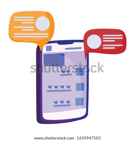 smartphone with speech bubbles icon over white background, vector illustration
