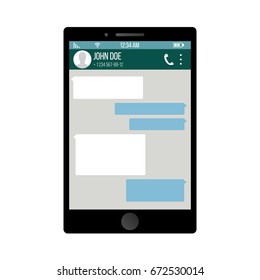 Smartphone. Speech Bubbles On Phone Screen. Chatting SMS Messages. Vector Illustration