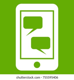 Smartphone and speech bubbles on the screen in simple style isolated on white background vector illustration