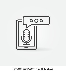 Smartphone Speech Recognition vector concept icon or symbol in thin line style