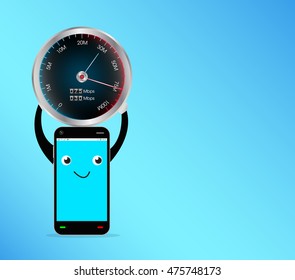 smartphone with speed test meter