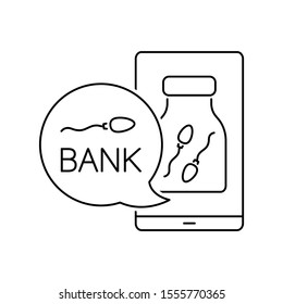 Smartphone sperm jar icon. Simple line, outline vector of artificial insemination icons for ui and ux, website or mobile application