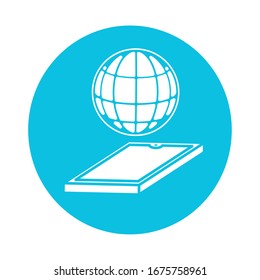 smartphone con diseño de ilustración vectorial de estilo de bloque de navegador de esfera