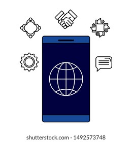 smartphone with sphere browser and set icons