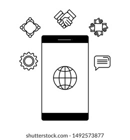 smartphone with sphere browser and set icons