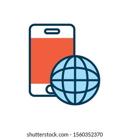 smartphone with sphere browser vector illustration design