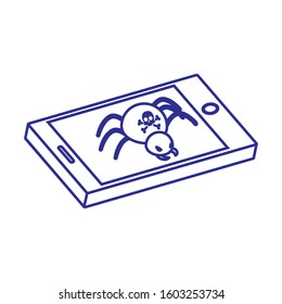 Smartphone and spider design of Security system warning protection danger web alert and safe theme Vector illustration