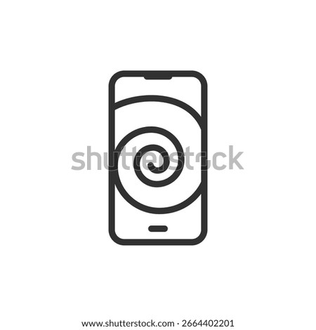 Smartphone with spiral, linear icon. Digital addiction or screen overuse. Line with editable stroke.