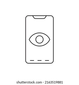 Smartphone spy, smartphone with eye in screen icon line style icon, style isolated on white background