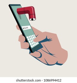 Espionaje de teléfonos inteligentes: Robar Contraseña: Periscopio mirando desde la pantalla