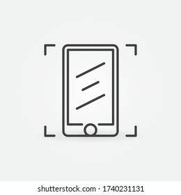 Smartphone in Square vector concept minimal icon or symbol in thin line style