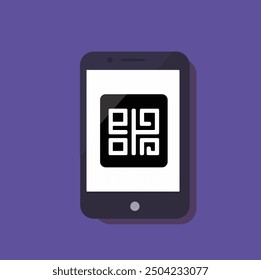 Smartphone with a square-shaped QR code. 