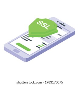 Smartphone ssl certificate icon. Isometric of Smartphone ssl certificate vector icon for web design isolated on white background