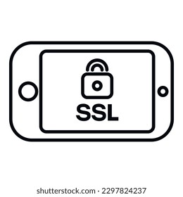 Smartphone SSL certificate icon outline vector. Safety network. Online data