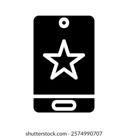 Smartphone with star icon. Concept of favorite, bookmark, and rating.