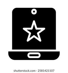 Smartphone with star icon. Concept of favorite, bookmark, and rating.