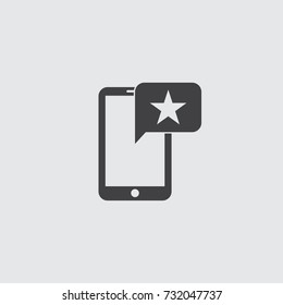 Smartphone with star icon in a flat design in black color. Vector illustration eps10