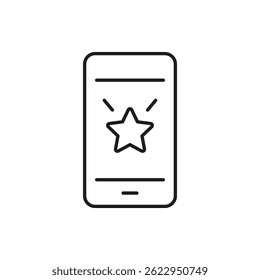 Smartphone With Star Icon. Mobile App Rating, User Feedback, And Review System Outline Symbol. Customer Satisfaction And Quality Assurance. Editable Stroke. Isolated Vector Illustration. - Powered by Shutterstock - Get 15% off with code: PIKWIZARD15