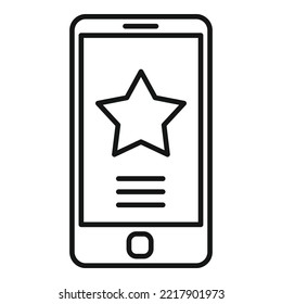vector de contorno de icono de estrella de Smartphone. Revisión del producto. Cliente en línea